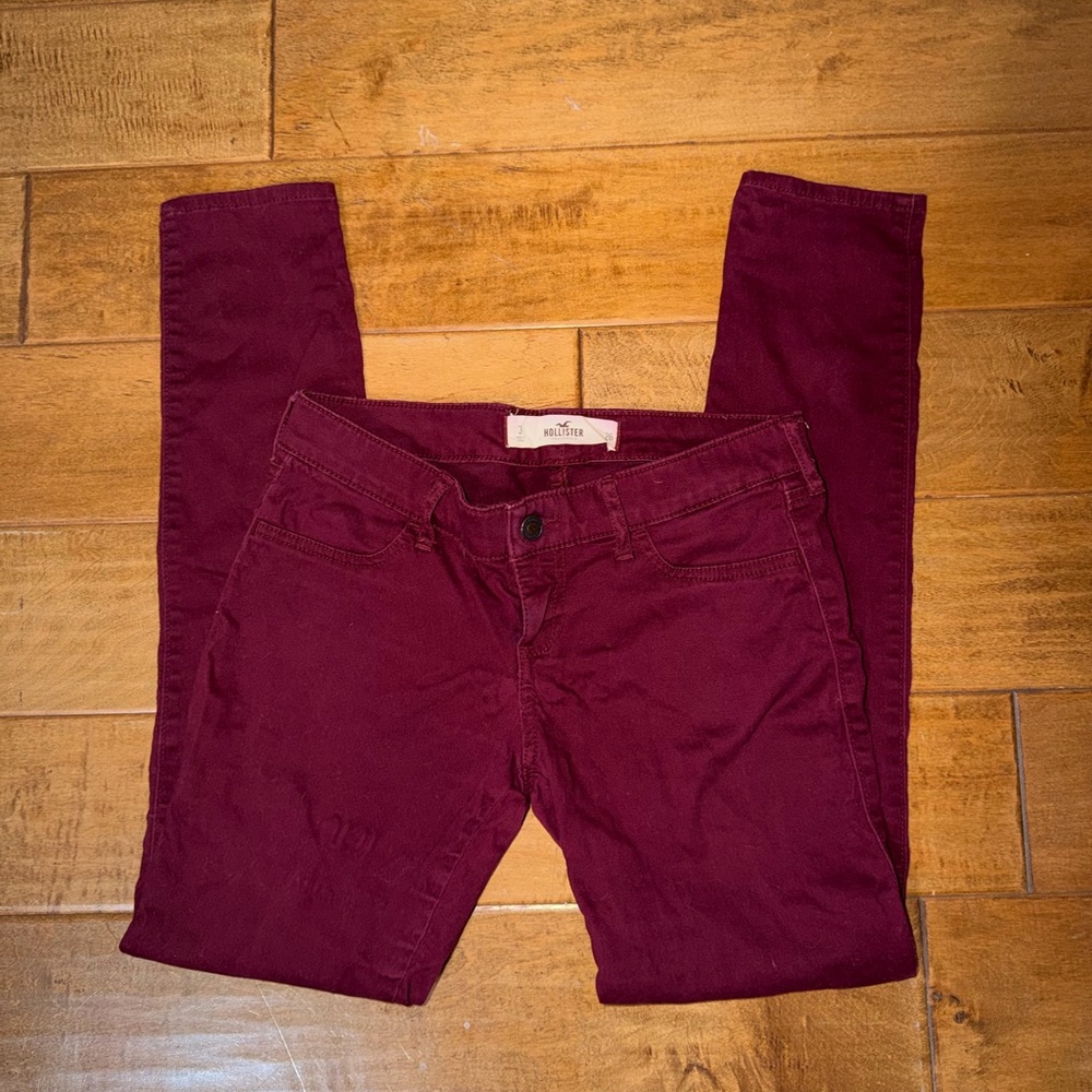 HOLLISTER Burgundy/Maroon Super Skinny Stretch Cotton Jeans in Size 3 W 26